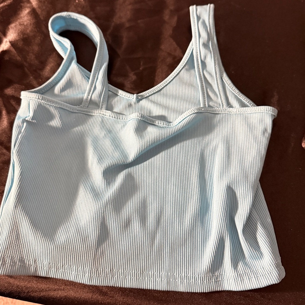 SHEIN Sky Blue Ribbed Top - Picture 3 of 4